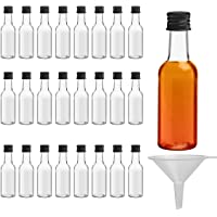 BELLE VOUS Mini Botellas de Licor (Pack de 24) - Botellas Pequeñas de Plástico 50ml Vacías - Tapa Negra de Rosca y…